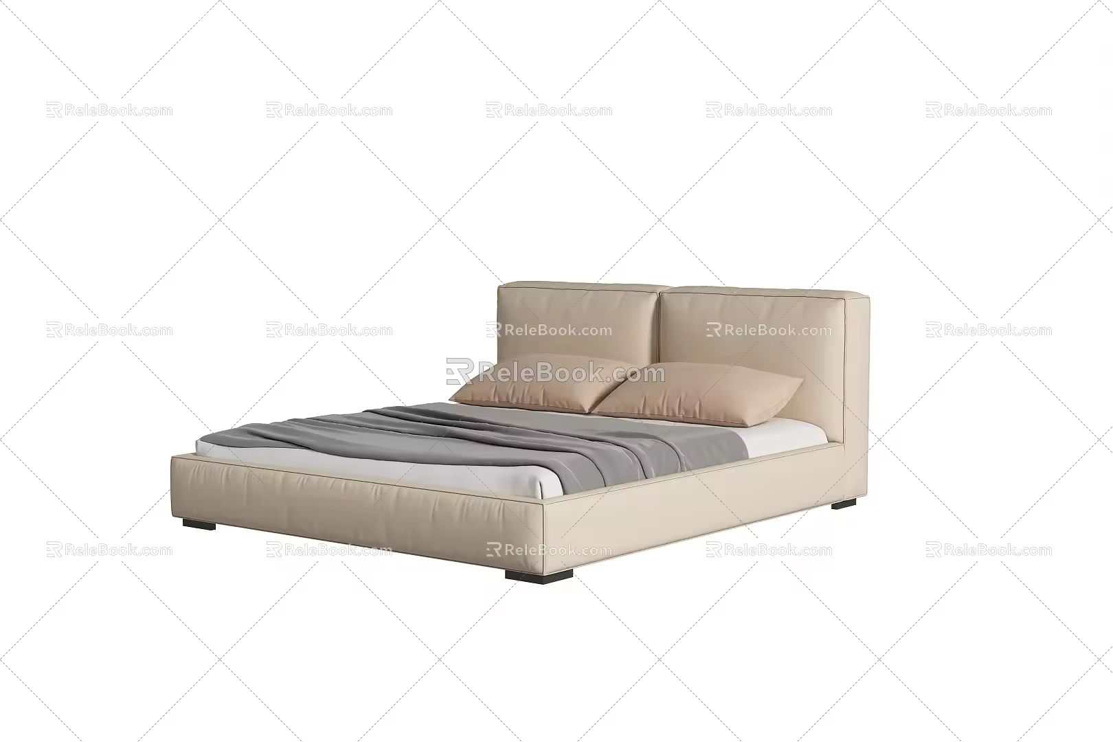 Minimalist double bed 3d model