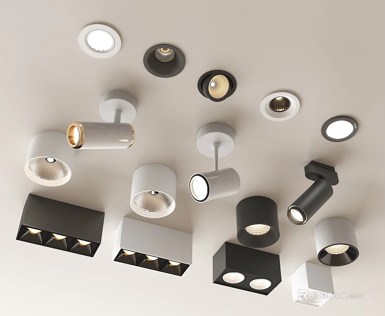 Modern Downlights and Spotlights in Different Styles for Ceiling Lighting Design 3d model 