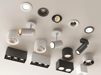Modern Downlights and Spotlights in Different Styles for Ceiling Lighting Design 3d model