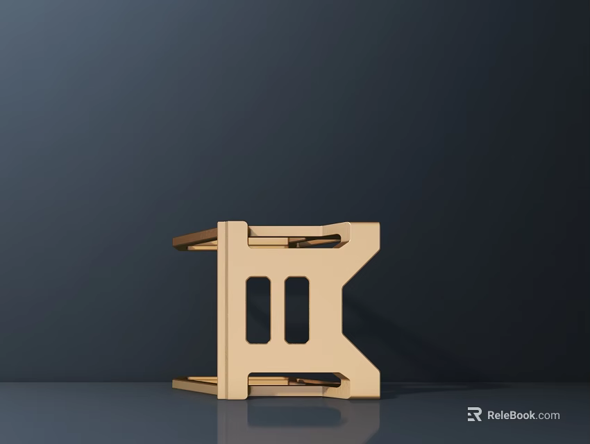 Golden Metal Structure With Minimalist Design Shiny Surface On Dark Background 3d model 