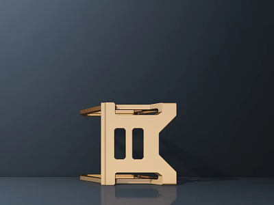 Golden Metal Structure With Minimalist Design Shiny Surface On Dark Background 3d model