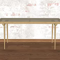 Wooden Minimalist Console Table In Entryway Against Textured Wall And Wooden Floor