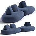 Blue Modern Multi Seat Sofa With Plush Cushions And Curved Design