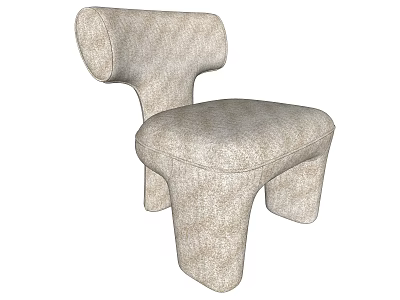 Single Sofa Modern Design With Curved Armrests Rounded Legs And Beige Fabric Upholstery 3d model