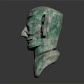 Ancient Style Green Jade Carved Mask As Traditional Costume Decorative Accessory