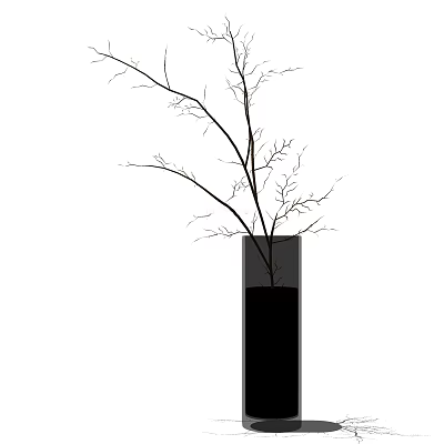 Tall Black Vase With Bare Branches For Modern Minimalist Home Decor 3d model