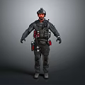 Man In Full Tactical Gear Standing With Helmet And Protective Equipment