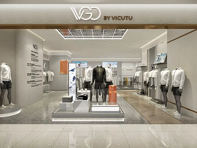 VGO BY VICUTU Men's Clothing Store With Mannequins Display And Modern Interior 3d model