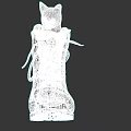 Silver Cat With Red Eyes Sitting In Red Boot On Dark Background