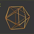 Elegant Golden Geometric Decorative Furniture Sculpture With Polyhedron Metal Wireframe Design