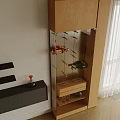 Contemporary Wine Cabinet Design With Glass Shelves Holding Wine Bottles And Glasses