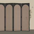 Poliform Interior Room Divider With Arched Woven Panels And Black Frame 3d model