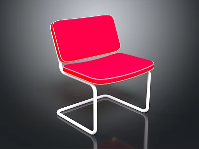 Red Modern Chair With White Frame And Comfortable Seat Cushion Backrest 3d model