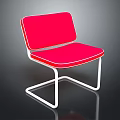 Red Modern Chair With White Frame And Comfortable Seat Cushion Backrest