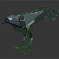 Mechanical Raven Metal Sculpture With Sharp Feathers And Metallic Legs
