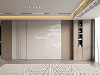 New Chinese background wall Living room background wall 3d model