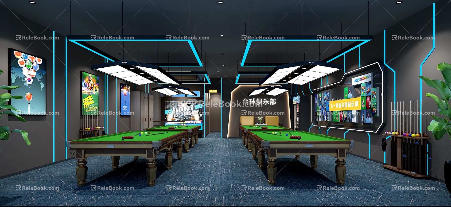 Billiard Hall Billiard Table Electronic Screen Technology Billiard Hall 3d model