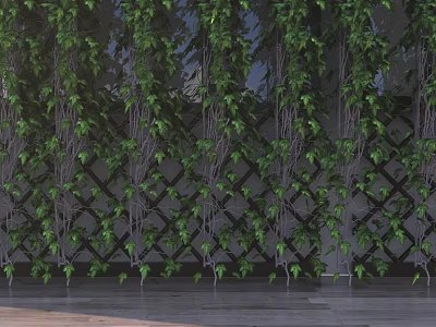 Green Leafy Vines with Dense Foliage Covering Decorative Lattice Wall Backdrop 3d model
