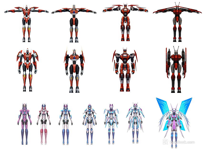 Smart Machines with Various Designs Different Colors and Robot Forms 3d model