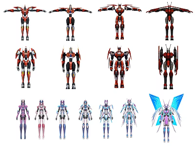 Smart Machines with Various Designs Different Colors and Robot Forms 3d model