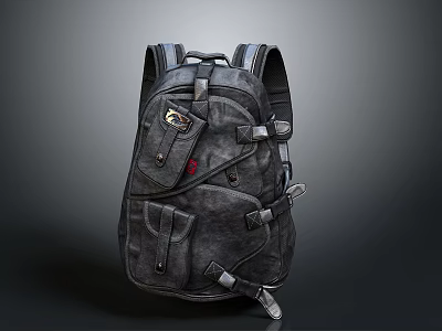 Practical Dark Backpack With Multiple Pockets And Adjustable Straps For Daily Use 3d model