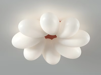 White Flower Shaped Ceiling Light With Petal Like Structures And Red Center 3d model