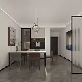 Modern Minimalist Living And Dining Room Interior Design With Cozy Sofas And Panoramic Window