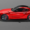 Red Sports Car Featuring Black Roof Sleek Design And Sporty Exterior Details