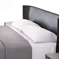 Modern Double Bed with Black Headboard White Gray Bedding and Simple Nightstands 3d model