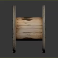 Vintage Wooden Spool Design With Natural Wood Grain And Metal Nails
