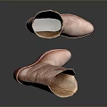 Pink Leather Boots With Wrinkled Design Red Sole And Soft Lining 3d model