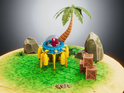 Modern Cartoon Scene Island Cartoon Island 3d model