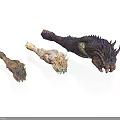 Character And Mythical Creature 3D Limb Models With Spiked Scales And Claws