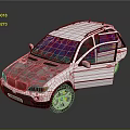 White BMW SUV With Colorful Gradient Windows Open Doors And Silver Wheels