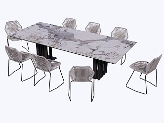 Modern Outdoor Dining Table and Chair 3d model