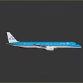Blue Commercial Aircraft with White Logo on Fuselage Wings and Tail Design