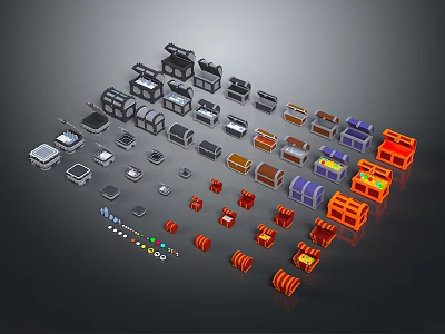 Multicolored Household Storage Items With Various Shapes And Modern Design For Home Organization 3d model