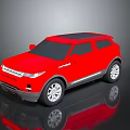 Red Modern SUV With Sleek Exterior Design Black Roof And Silver Wheels