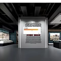 Modern Exhibition Hall With White Display Wall Red Characters And Display Cases