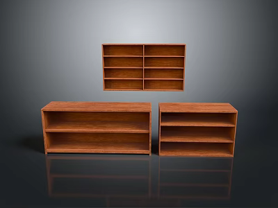 Wooden Bookshelves With Open Design Multiple Sizes For Modern Home Storage Solutions 3d model