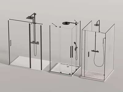 Modern Shower Head Fixtures With Transparent Glass Enclosures And Multiple Designs 3d model