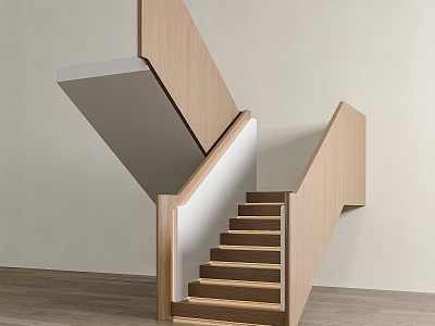 Solid wood handrail stair corner stair solid wood handrail stair right angle stair corner stair 3d model