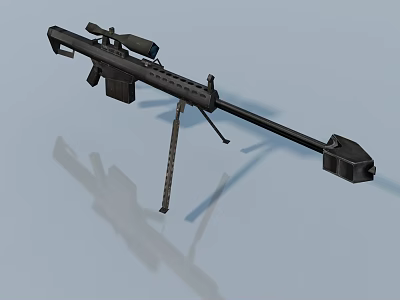 Black Tactical Sniper Rifle With Scope Tripod And Long Barrel Design 3d model