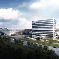 Modern Industrial Factory Exterior With Multi Storey Glass Building And Green Surroundings