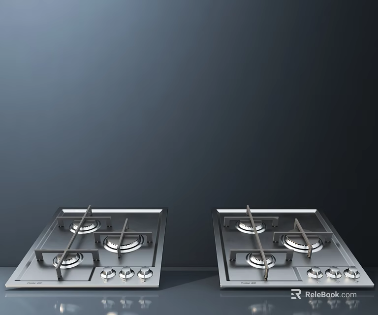 Two Stainless Steel Gas Cooktops As Essential Kitchen Appliances In Modern Kitchens 3d model 