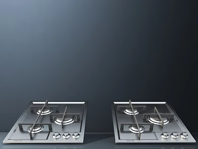 Two Stainless Steel Gas Cooktops As Essential Kitchen Appliances In Modern Kitchens 3d model