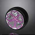 Car Wheel With Pink Accents Illuminated Star Shaped Design And Black Tire