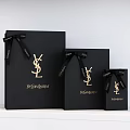 Yves Saint Laurent Black Gift Box Set With Gold Logo Bow Ribbon Three Sizes