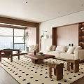 Quiet and Ancient Style Living Room 3d model