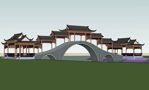 Chinese Bridge Mei Wan Bridge 3d model